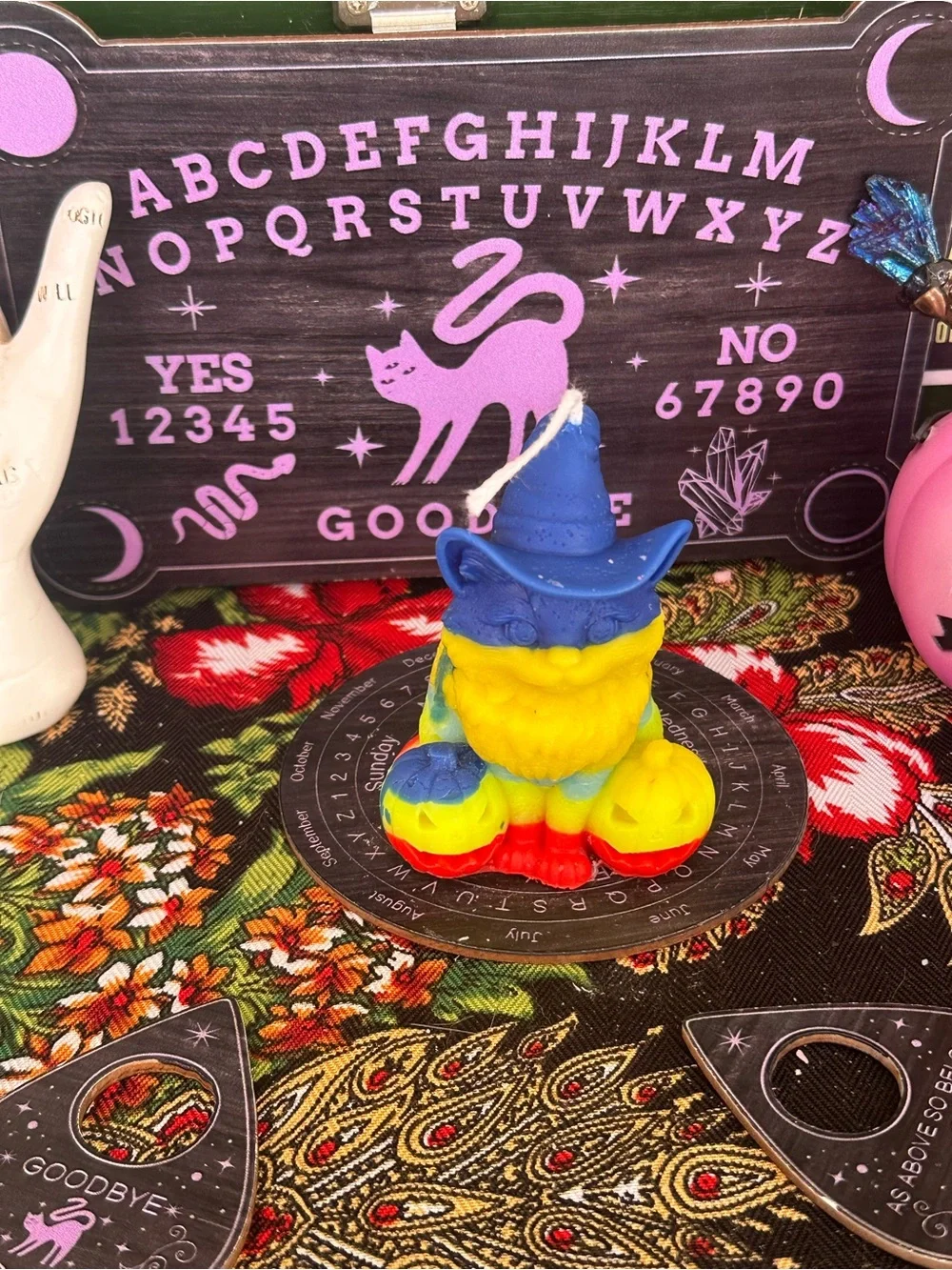 Witch Cat Halloween Candle | Rainbow Witch Cat Candle